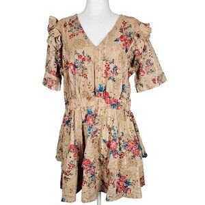 Walter Baker XL Ivette Floral Broderie Anglaise Cotton Mini Dress Antique Rose
